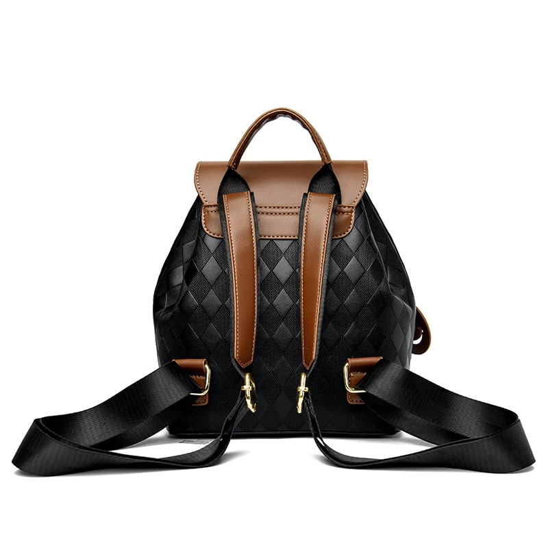 Backpack Stylish Drawstring Flap Faux Leather - Image 6