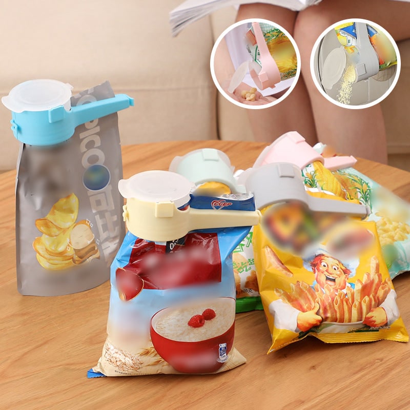 Bag Clips Dry Food Spout Assorted Pastel Colors Hinged Lid - Image 1