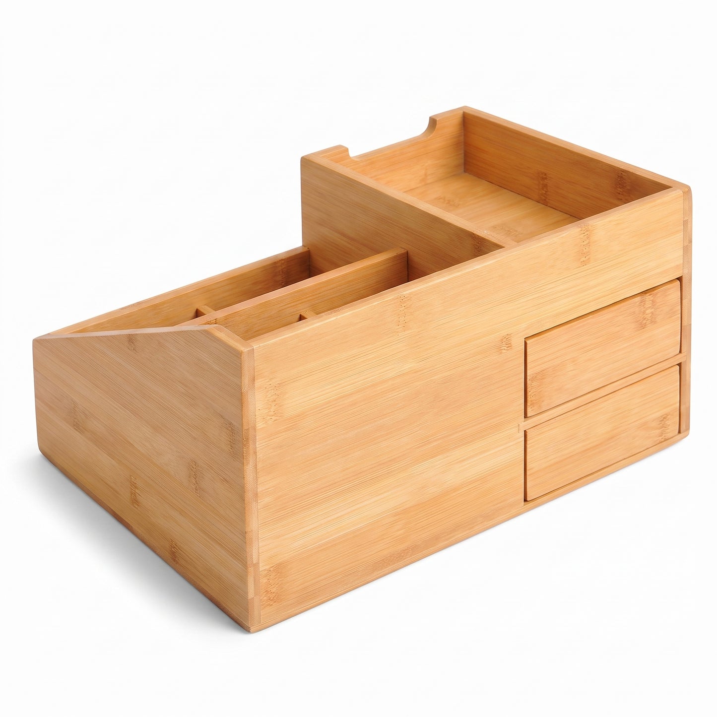 Desk Organiser Organizer with Drawers Bamboo Office - angle