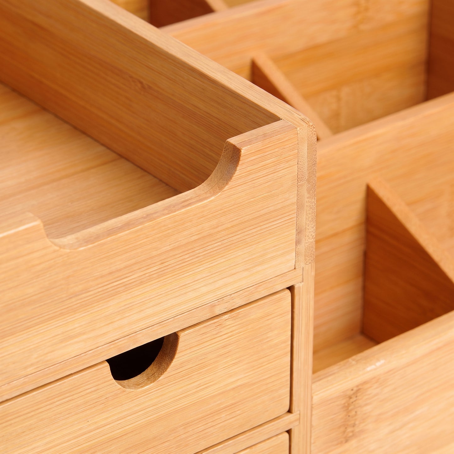 Desk Organiser Organizer with Drawers Bamboo Office - detail