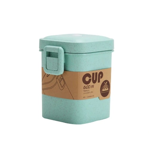 Bento Lunch Box with Cutlery Light Blue Plastic Clear Lid - Image 11