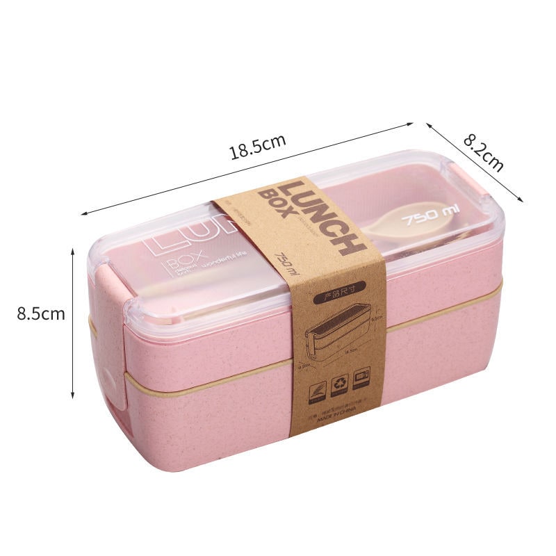 Bento Lunch Box with Cutlery Light Blue Plastic Clear Lid - Image 13