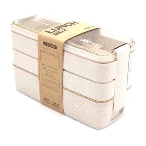 Bento Lunch Box with Cutlery Light Blue Plastic Clear Lid - Image 17