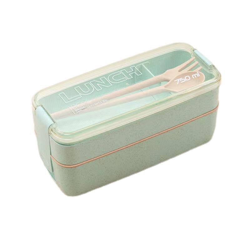 Bento Lunch Box with Cutlery Light Blue Plastic Clear Lid - Image 6