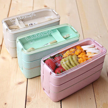 Bento Lunch Box with Cutlery Light Blue Plastic Clear Lid - Image 7