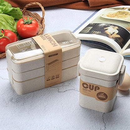 Bento Lunch Box with Cutlery Light Blue Plastic Clear Lid - Image 8