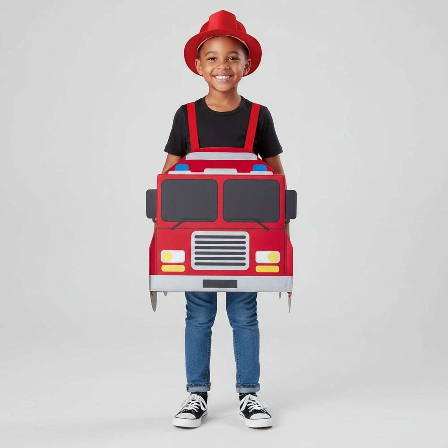 Boys Halloween Firefighter Costume With Fire Chief Badge Reflective Stripes And Structured 3D Truck Backpack - Image 6