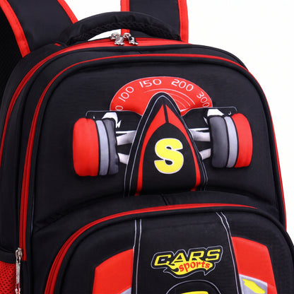 School Bag Primary 3D Racing Car Backpack 3d - detail
