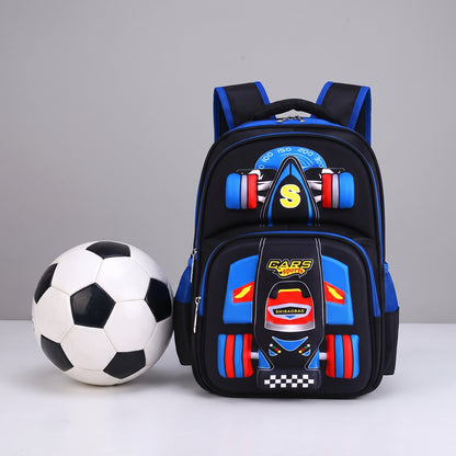 School Bag Primary 3D Racing Car Backpack 3d - scale
