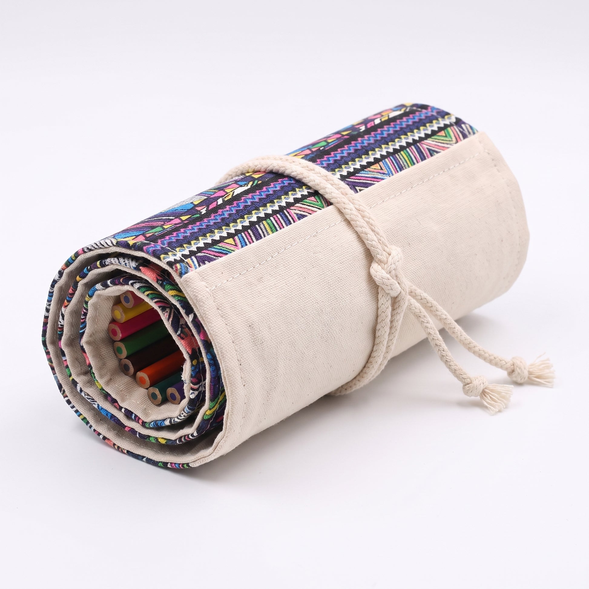 Pencil Case Pencil Holder Canvas Material Roll Up Pencil Roll - angle