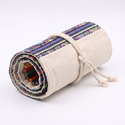 Pencil Case Pencil Holder Canvas Material Roll Up Pencil Roll - angle