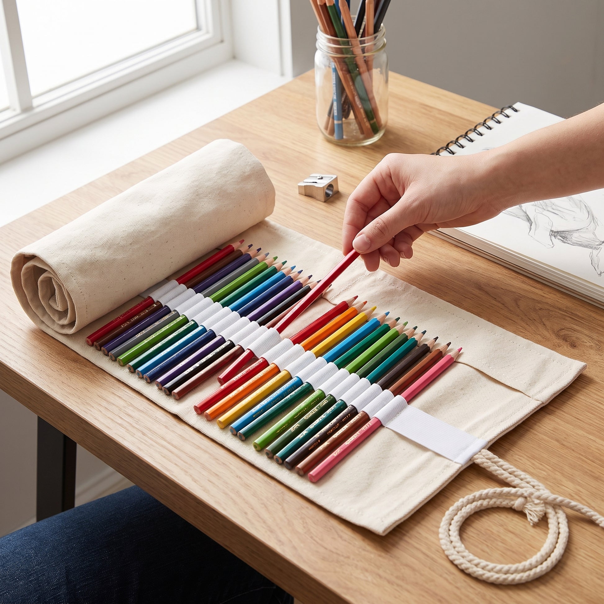 Pencil Case Pencil Holder Canvas Material Roll Up Pencil Roll - Image 4