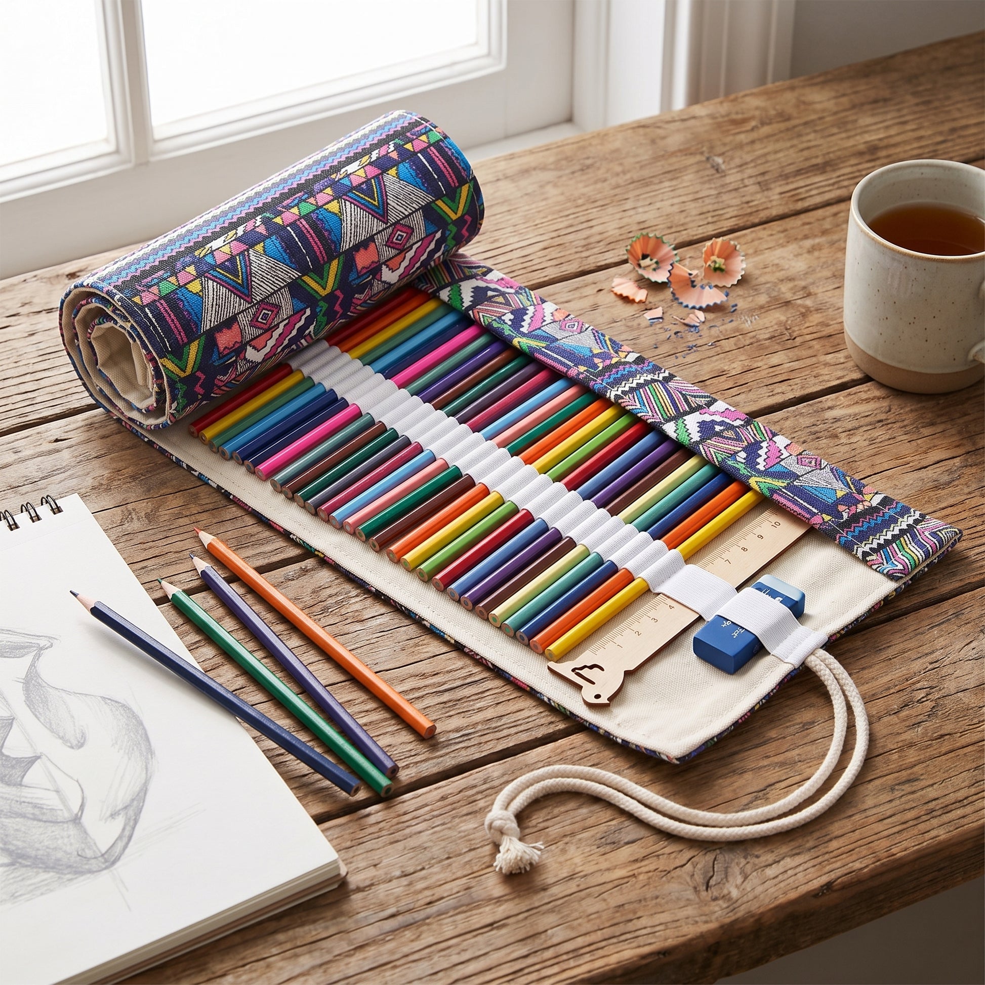 Pencil Case Pencil Holder Canvas Material Roll Up Pencil Roll - hero