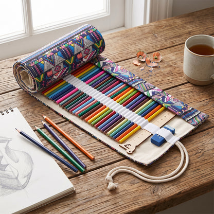 Pencil Case Pencil Holder Canvas Material Roll Up Pencil Roll - hero