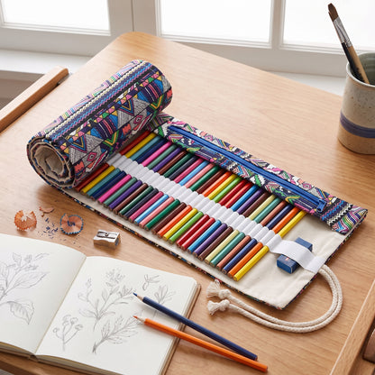 Pencil Case Pencil Holder Canvas Material Roll Up Pencil Roll - hero