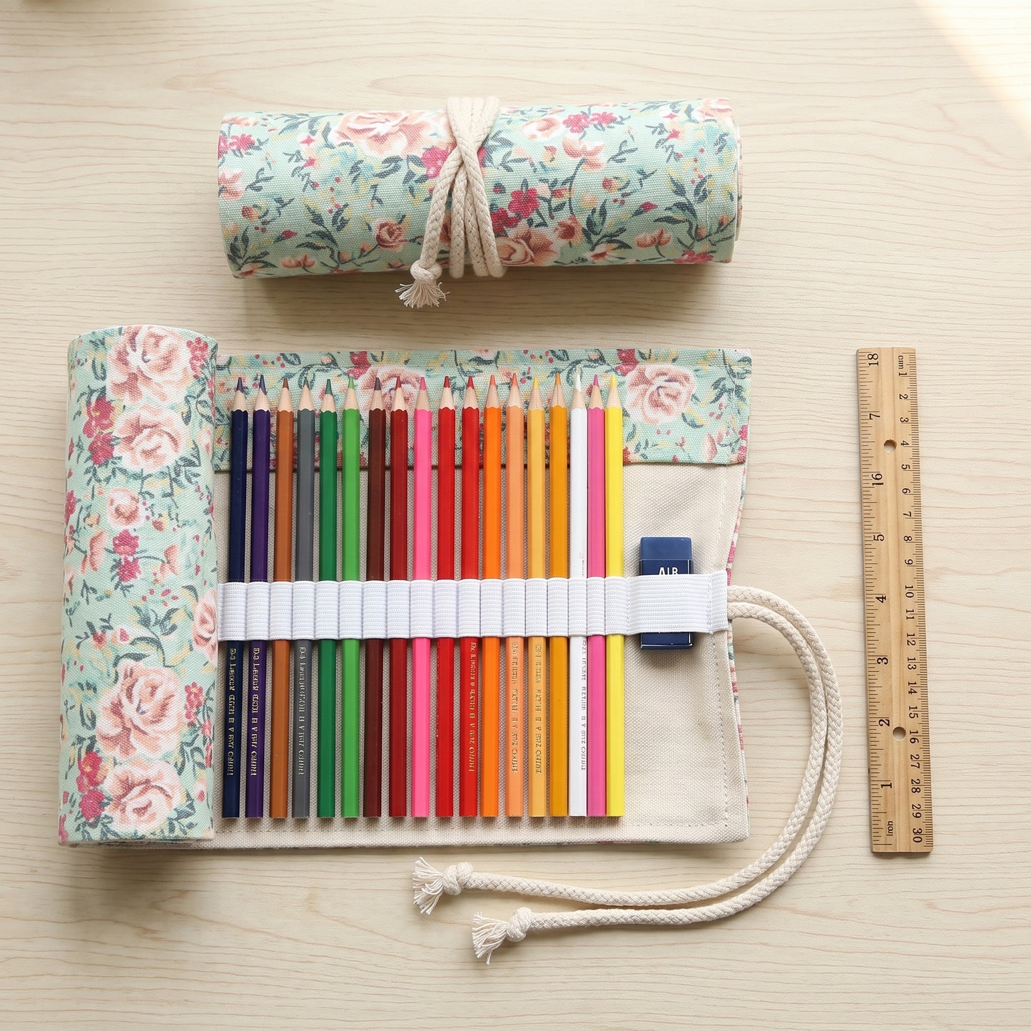 Pencil Case Pencil Holder Canvas Material Roll Up Pencil Roll - scale
