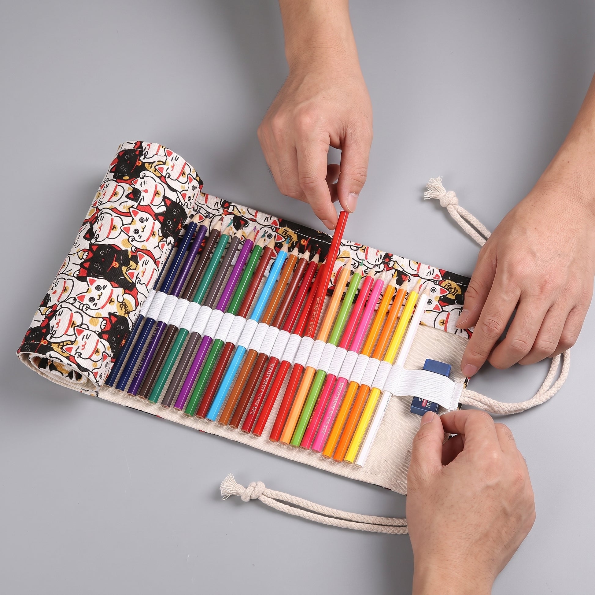 Pencil Case Pencil Holder Canvas Material Roll Up Pencil Roll - scale