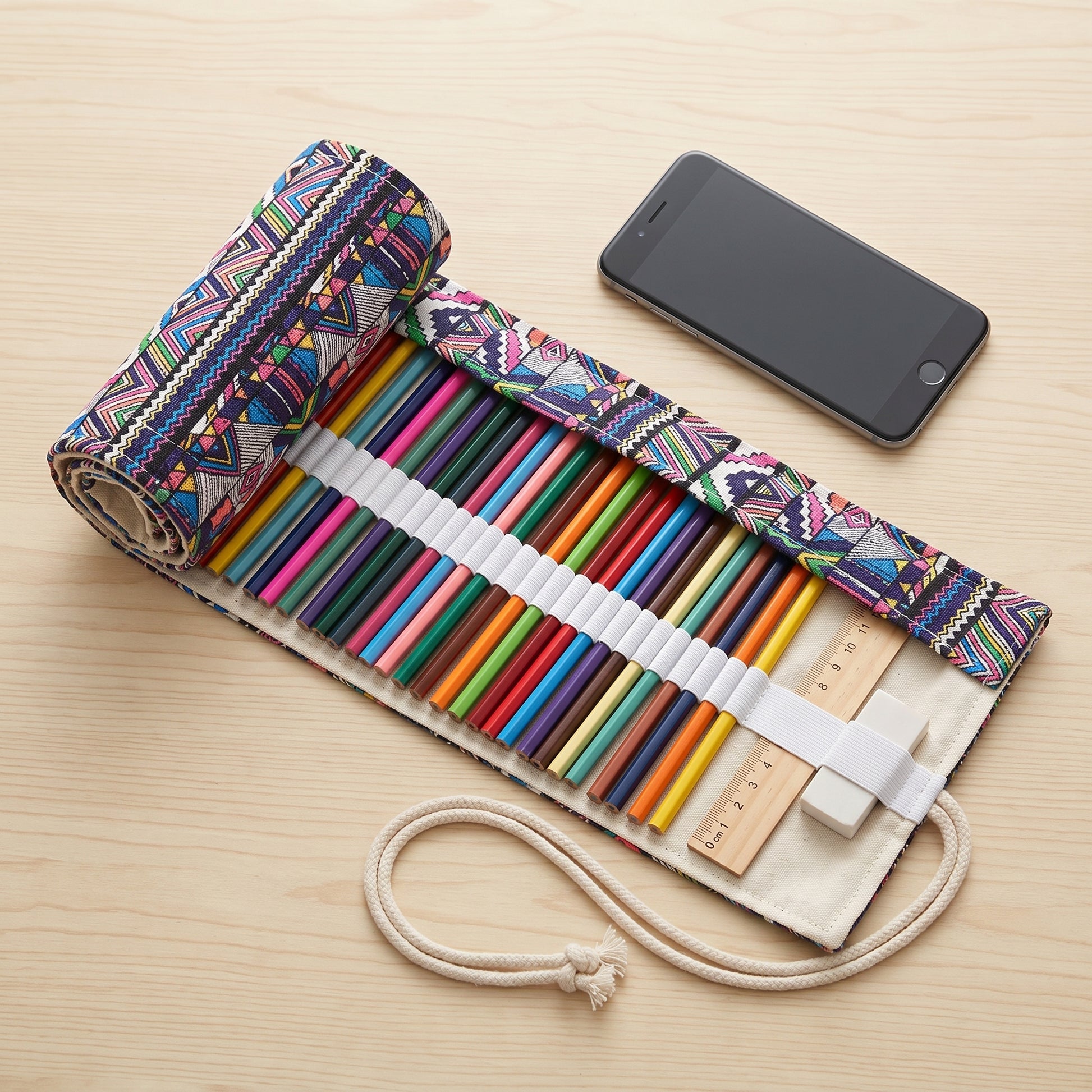 Pencil Case Pencil Holder Canvas Material Roll Up Pencil Roll - scale