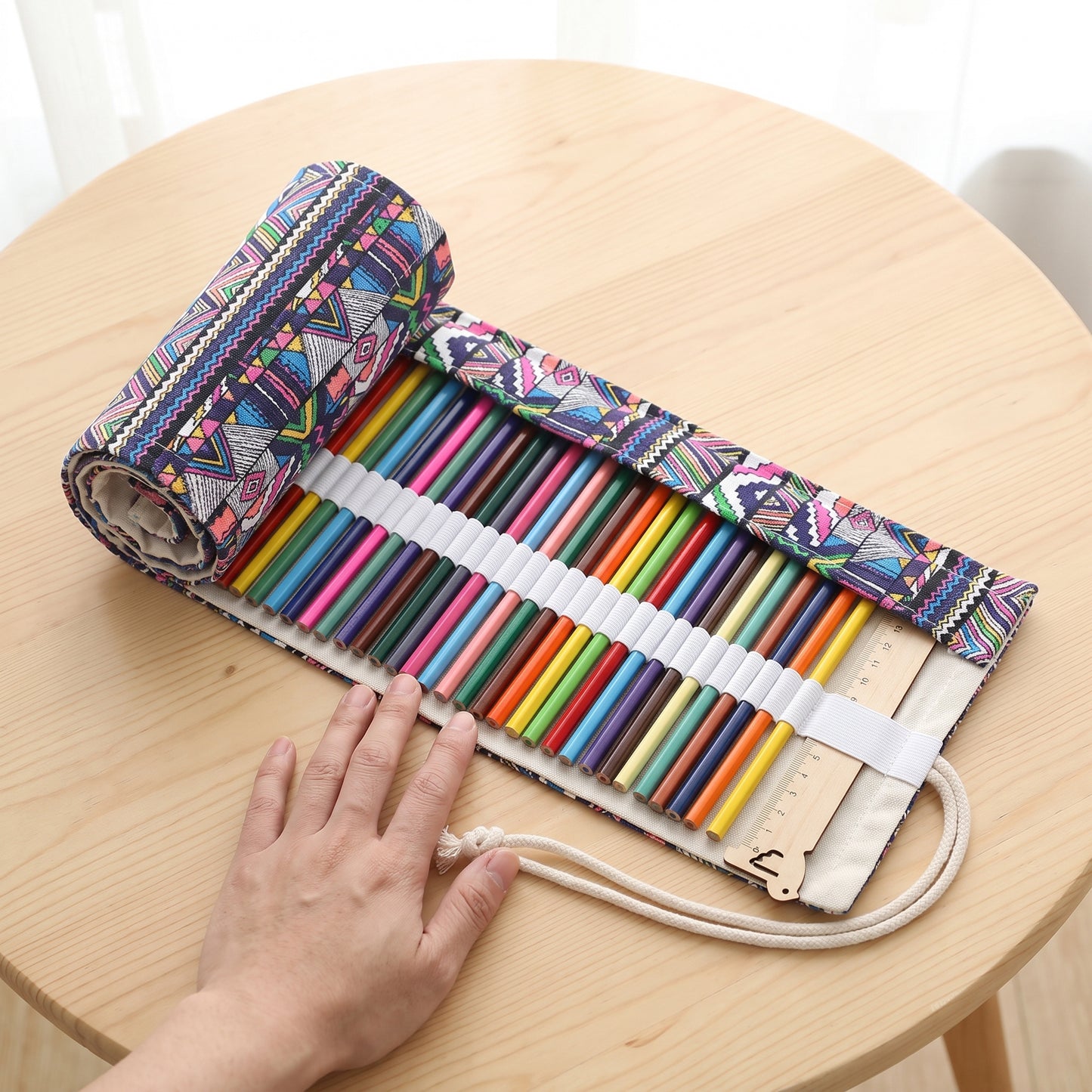 Pencil Case Pencil Holder Canvas Material Roll Up Pencil Roll - scale
