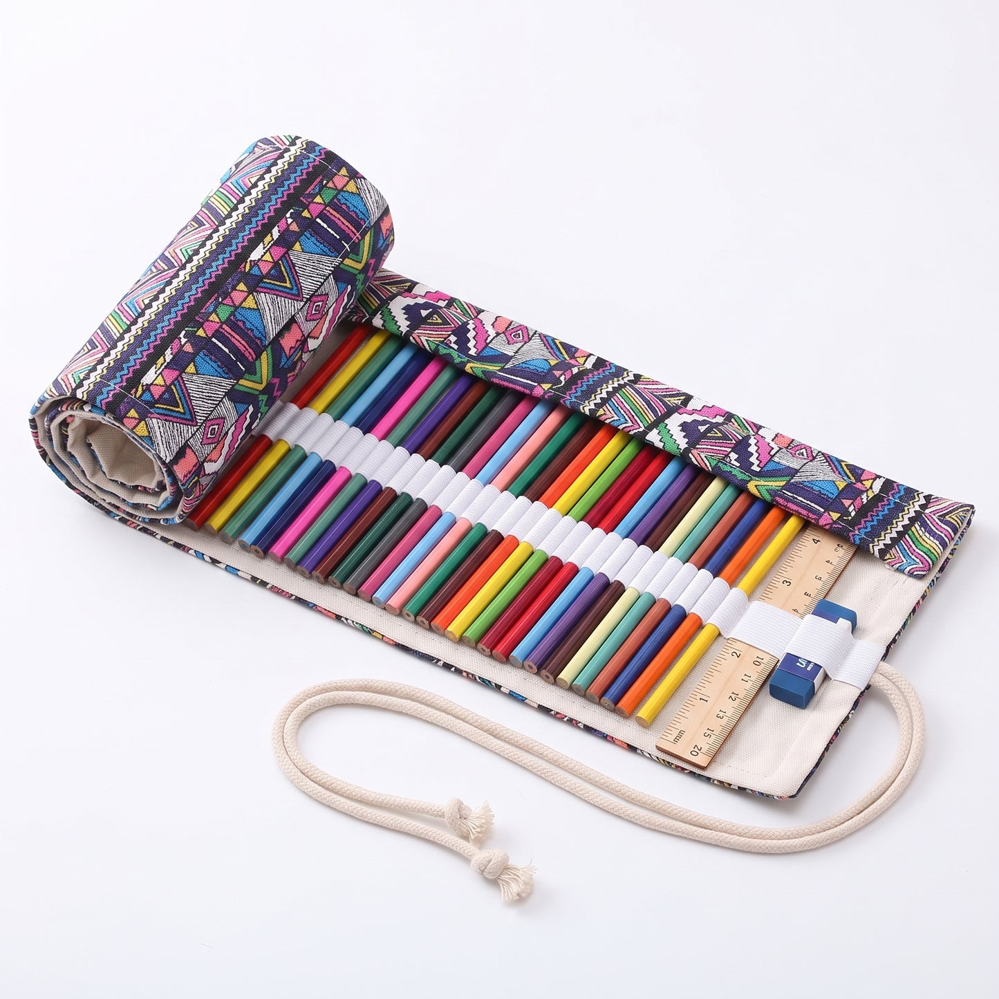 Pencil Case Pencil Holder Canvas Material Roll Up Pencil Roll - studio