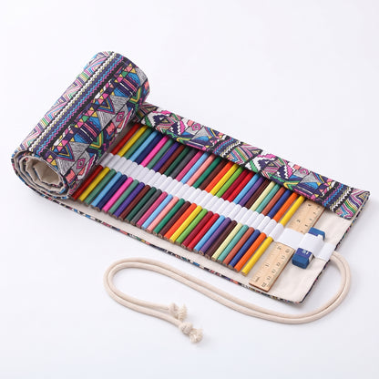 Pencil Case Pencil Holder Canvas Material Roll Up Pencil Roll - studio