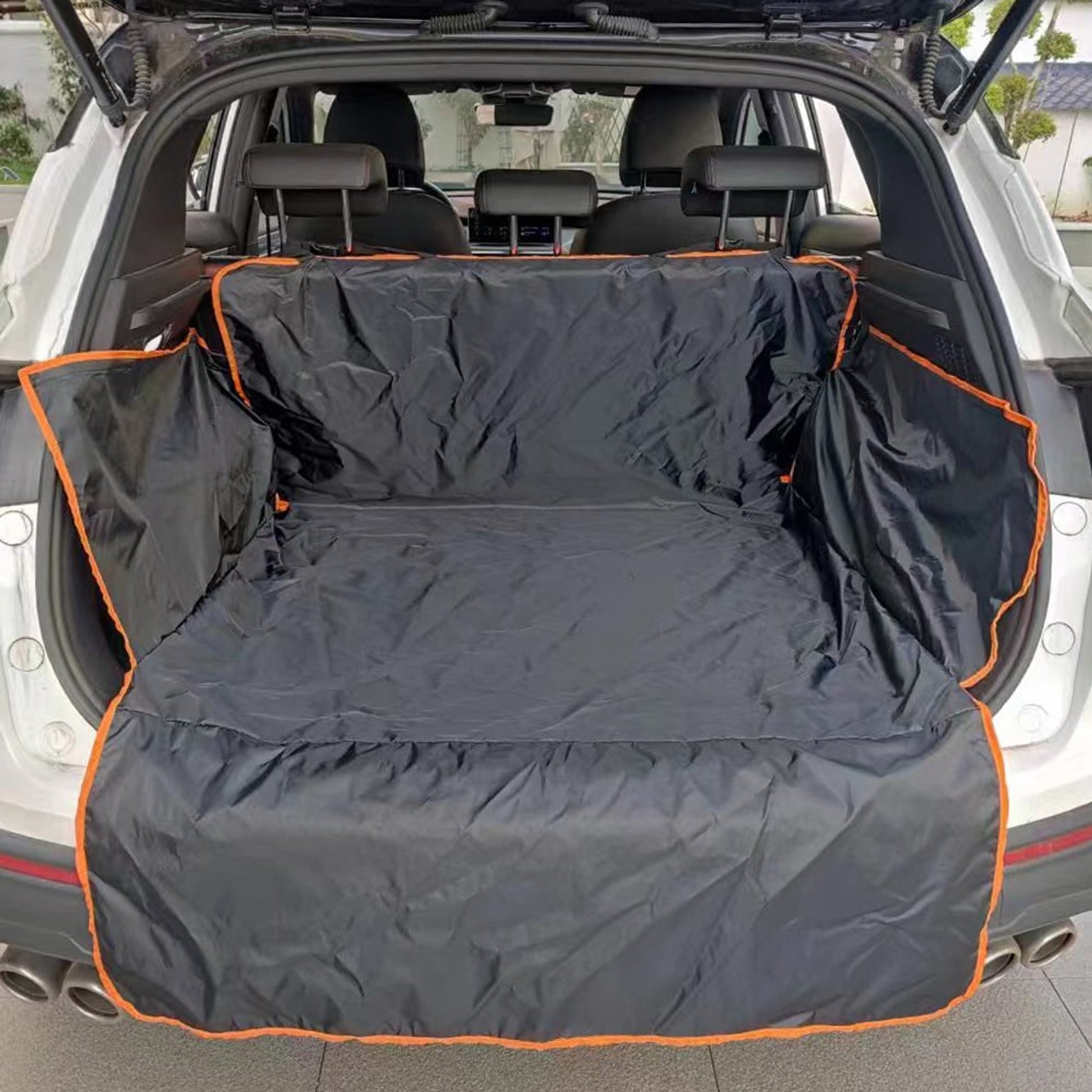 Car Trunk Protector For Pets Boot Liner With Side Flaps Black Orange Trim - Image 3