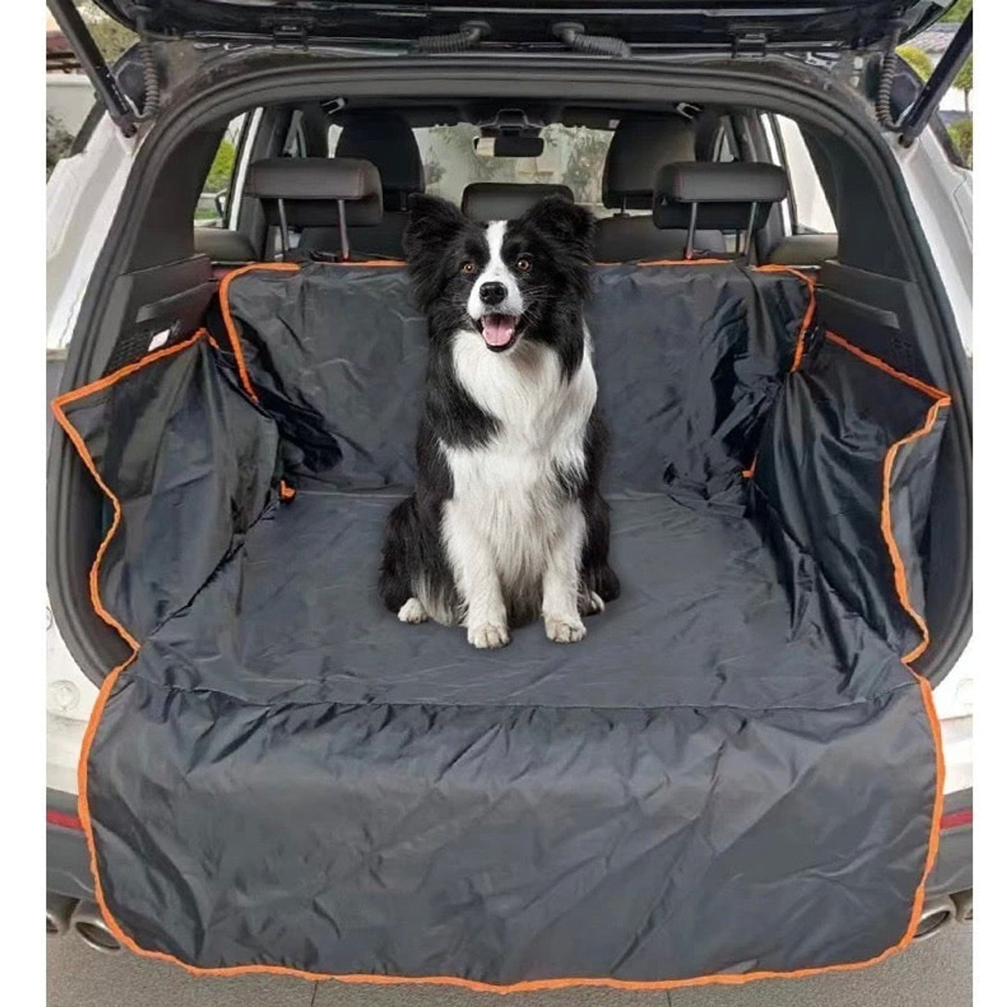 Car Trunk Protector For Pets Boot Liner With Side Flaps Black Orange Trim - Image 1