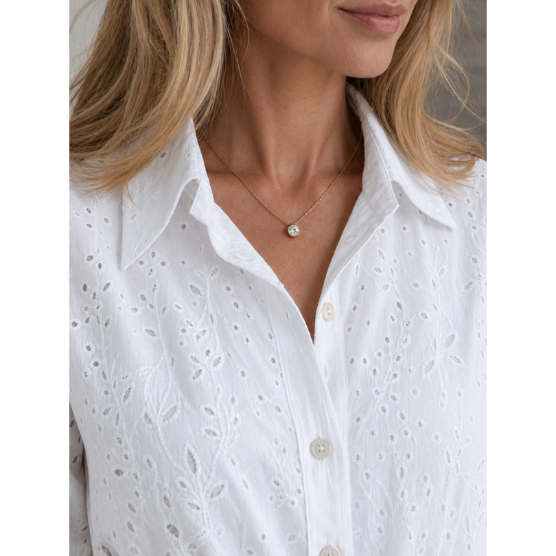 Casual Midi Dress with Collared Short-Sleeve and Button-Front Closure - Image 3