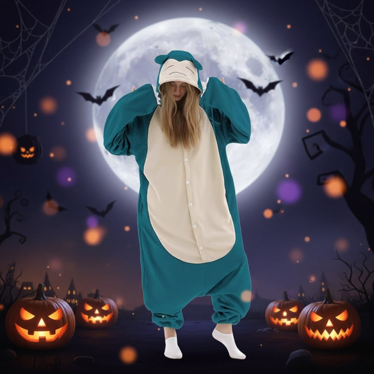 Character Onesie Pajamas Kids' Halloween Christmas With Hood And Fleece For Xmas Party - Image 4