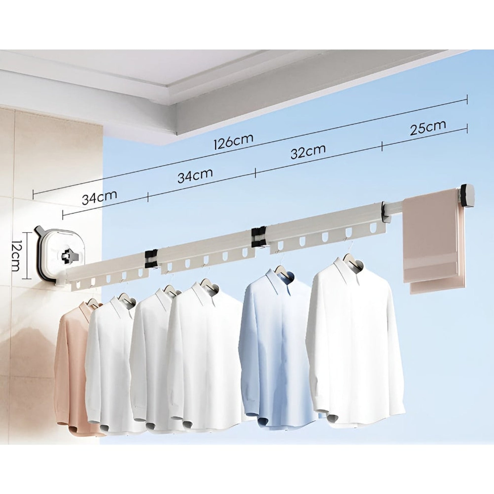 Clothes Drying Rack AluFlex Séchoir À Linge Pliable En Aluminium Avec Fixation Par Ventouse - Image 8