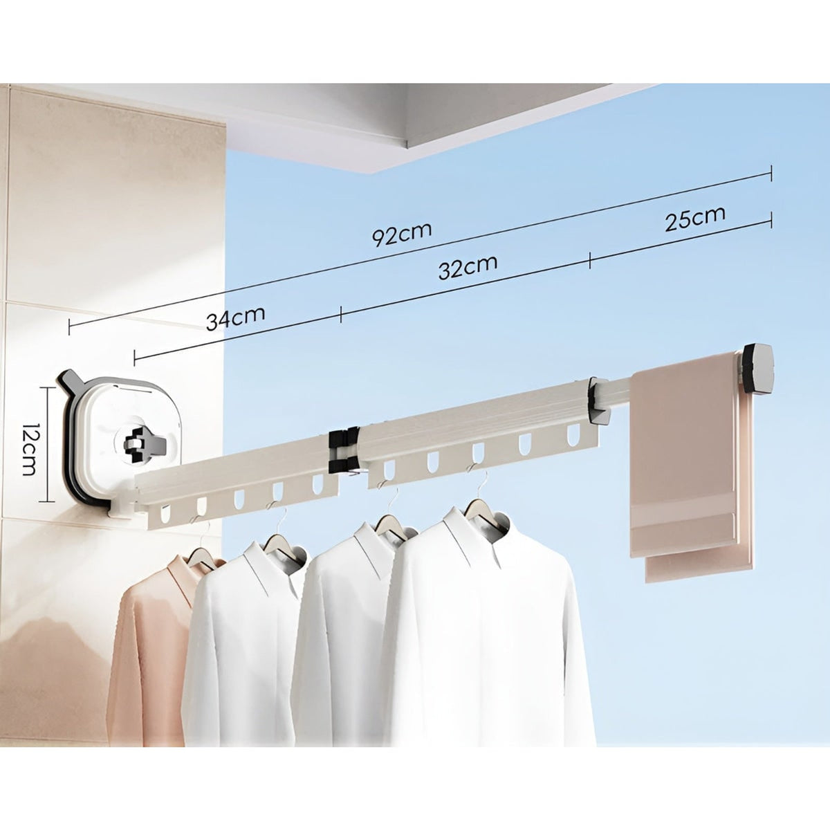 Clothes Drying Rack AluFlex Séchoir À Linge Pliable En Aluminium Avec Fixation Par Ventouse - Image 9