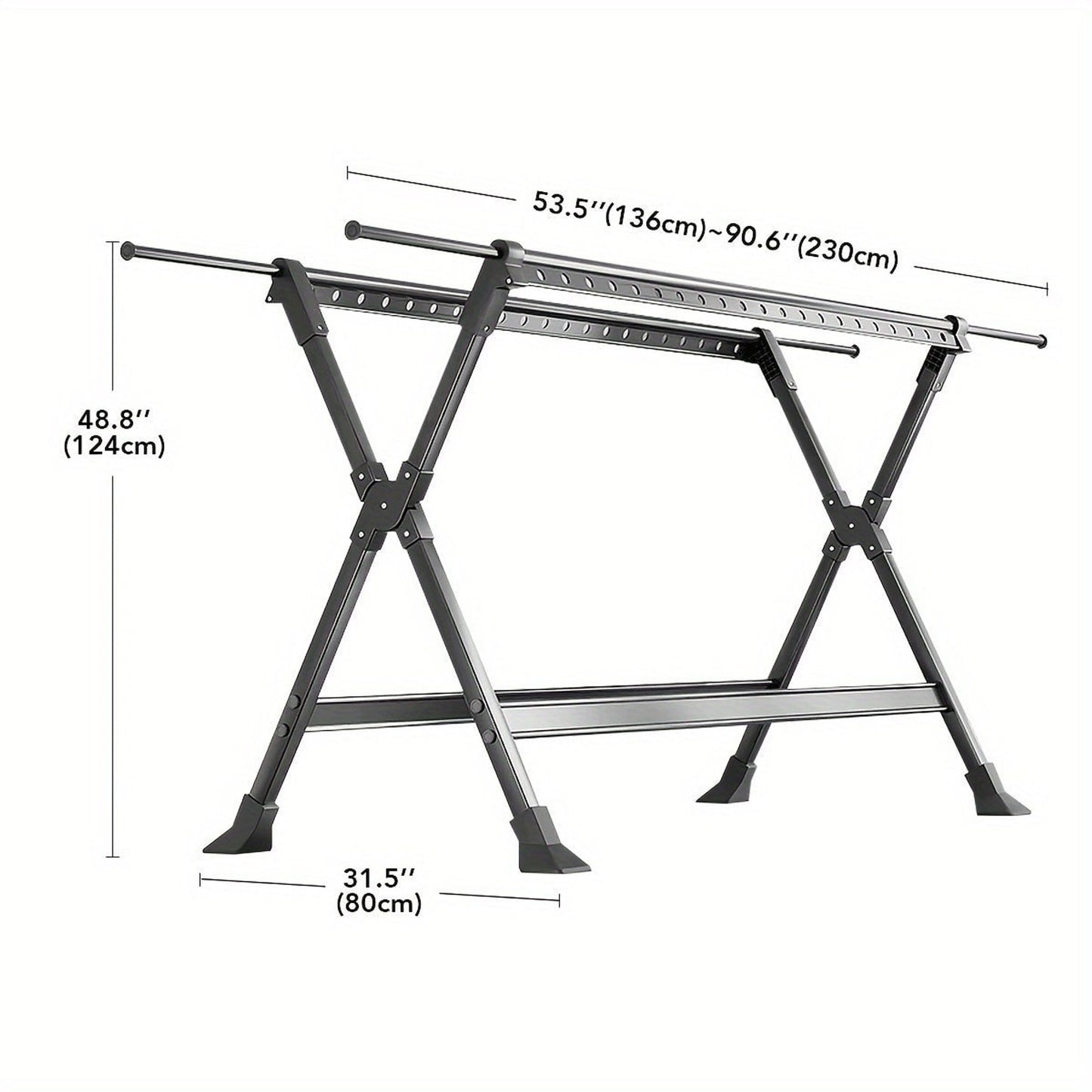 Clothes Drying Rack Foldable Garment With X-Frame Adjustable Rods And Removable Net - Image 4
