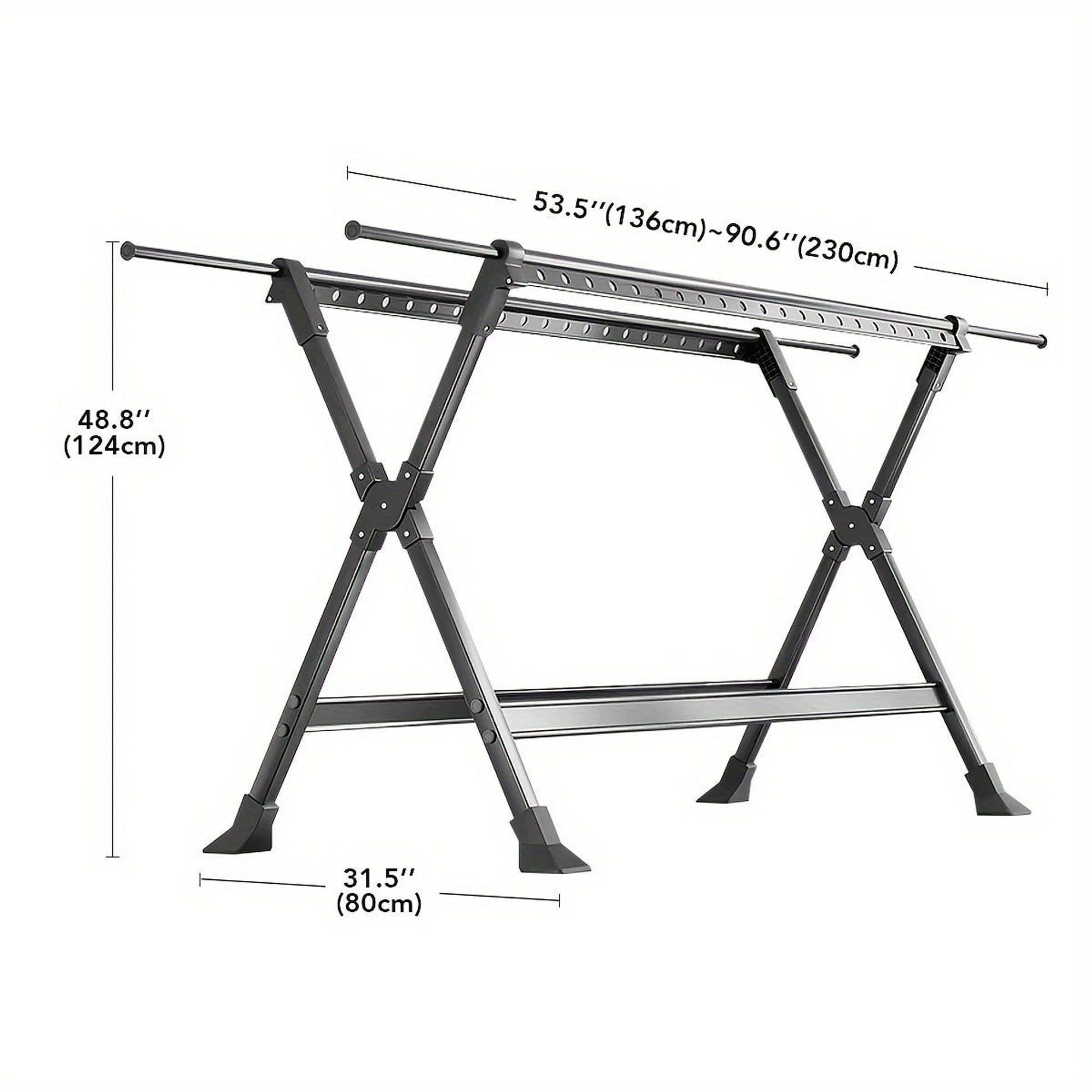 Clothes Drying Rack Foldable Garment With X-Frame Adjustable Rods And Removable Net - Image 4