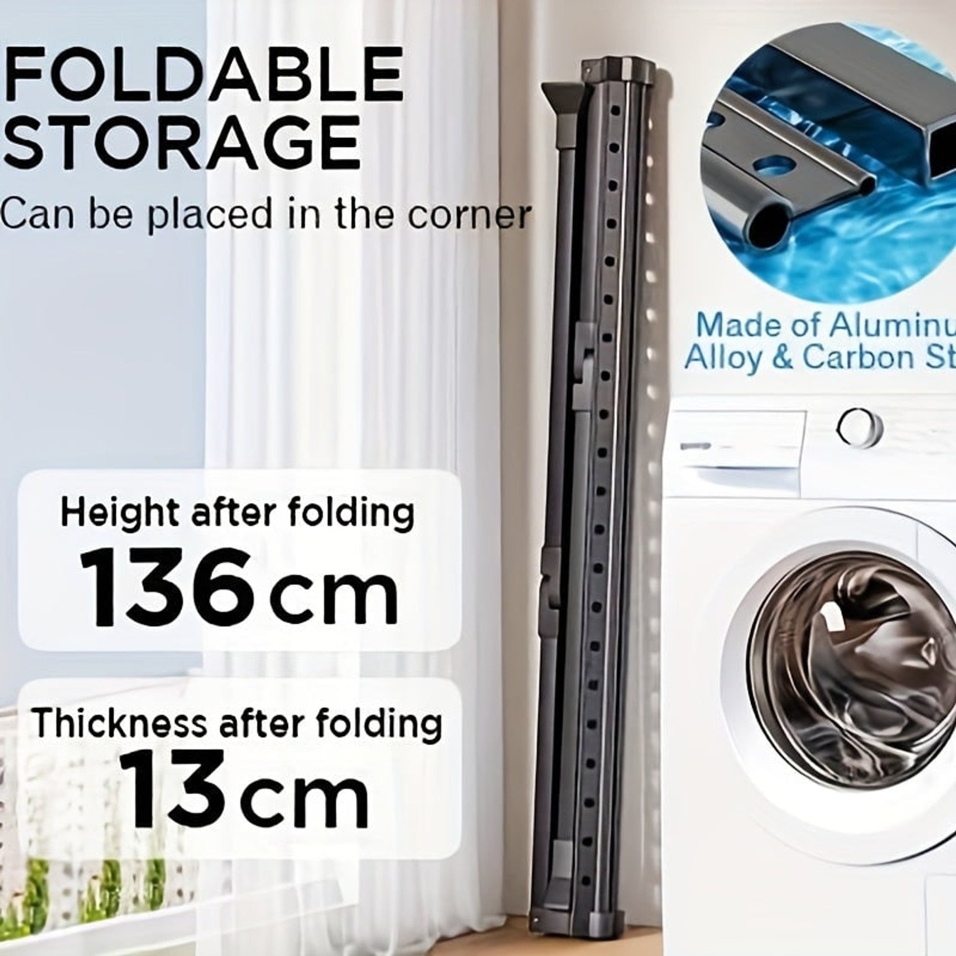 Clothes Drying Rack Foldable Garment With X-Frame Adjustable Rods And Removable Net - Image 7