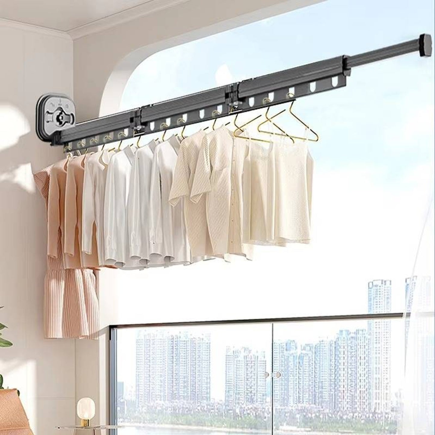 Clothes Drying Rack Wall-mounted Folding With Telescopic Multi-angle Rotating Arms - Image 1
