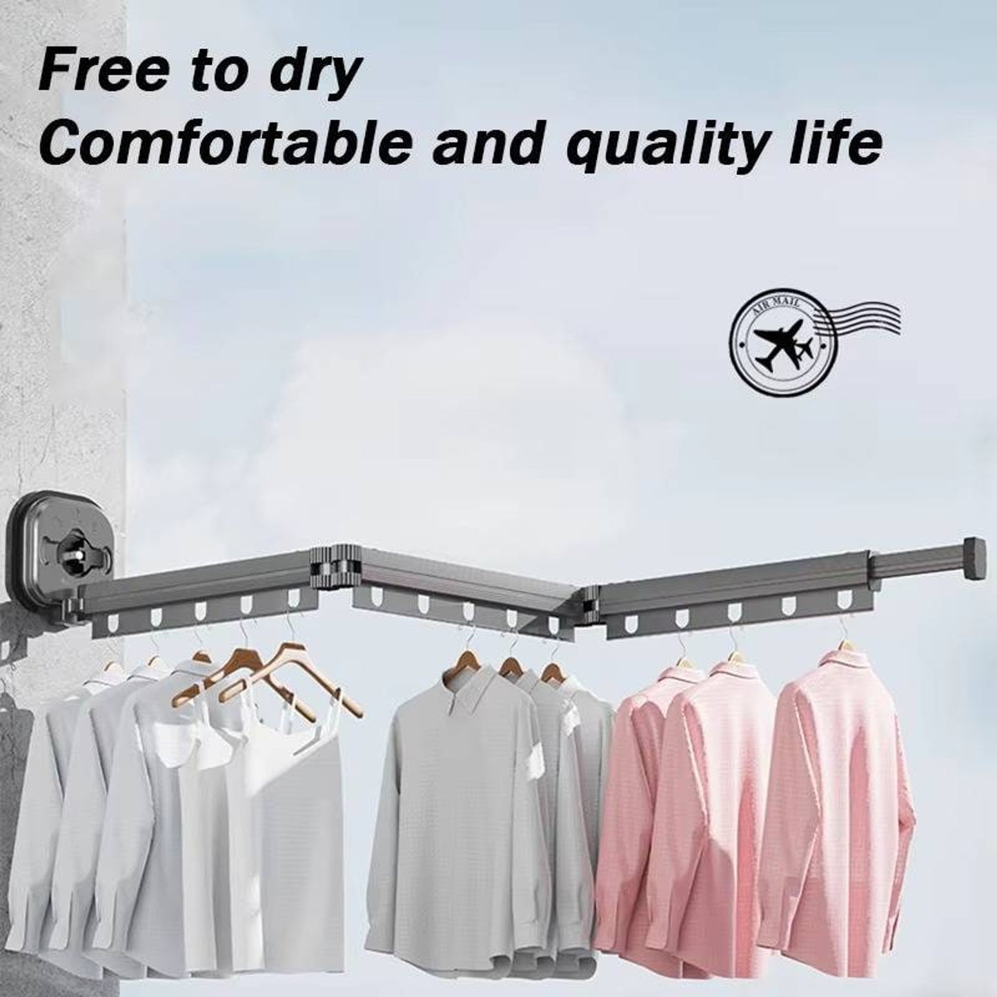 Clothes Drying Rack Wall-mounted Folding With Telescopic Multi-angle Rotating Arms - Image 2