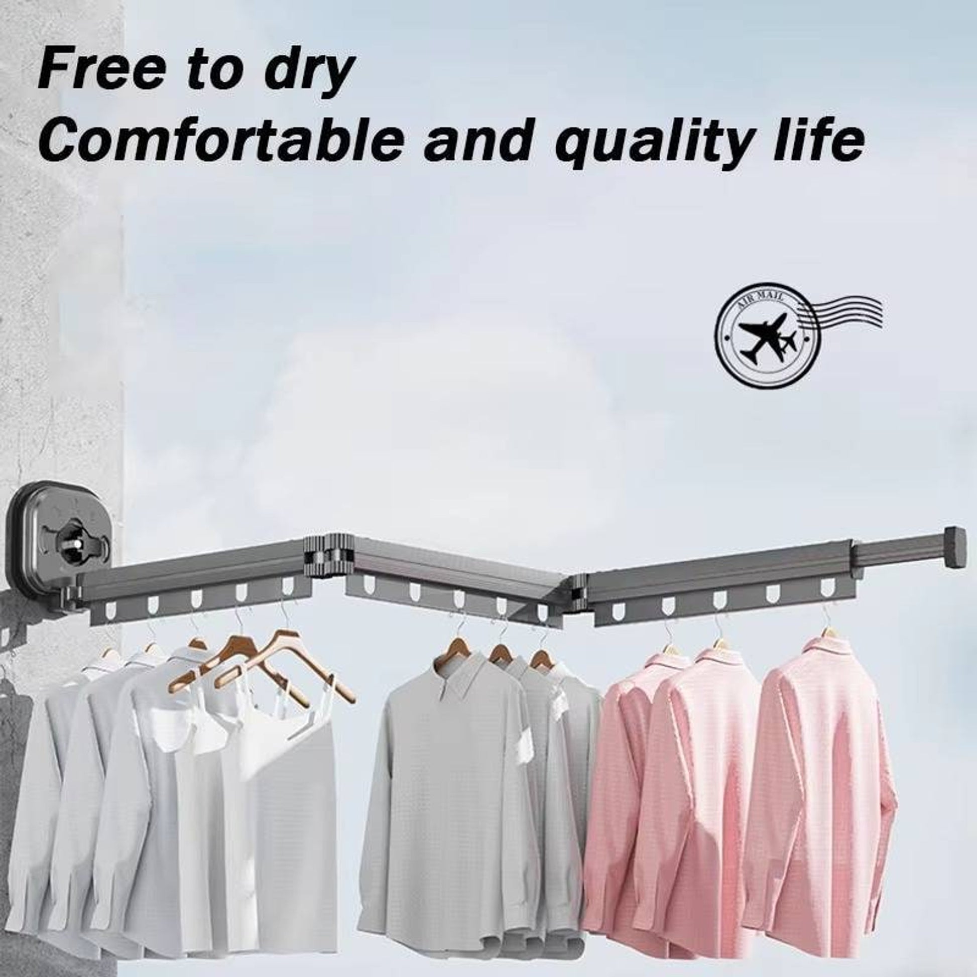 Clothes Drying Rack Wall-mounted Folding With Telescopic Multi-angle Rotating Arms - Image 2