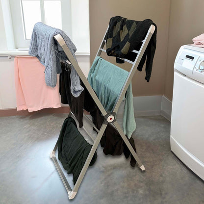Clothes Drying Rack With Aluminum Frame Garment Space-Saving Vertical Design Folds Completely Flat Protective Feet And Corner Guards - Image 3