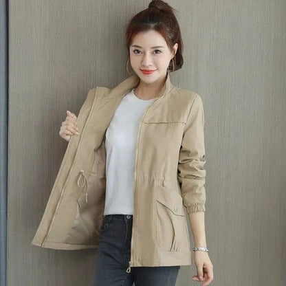 Coat Women Stand Up Water Resistant Waterproof Jacket Up - Image 2