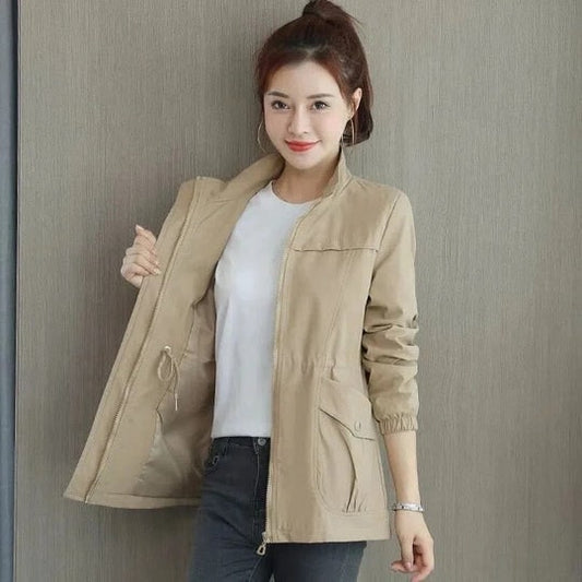 Coat Women Stand Up Water Resistant Waterproof Jacket Up - Image 2