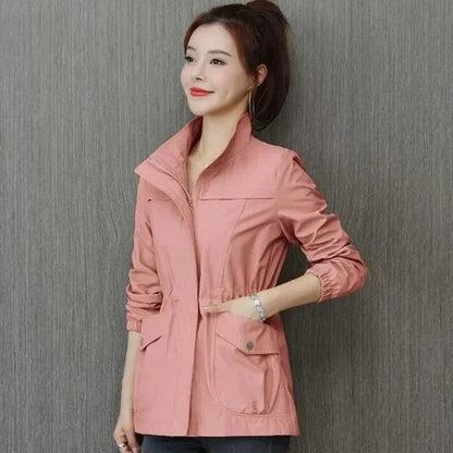 Coat Women Stand Up Water Resistant Waterproof Jacket Up - Image 3