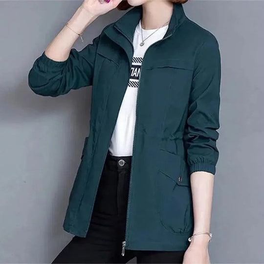 Coat Women Stand Up Water Resistant Waterproof Jacket Up - Image 6