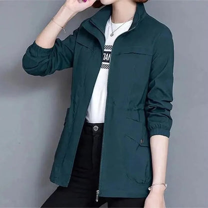 Coat Women Stand Up Water Resistant Waterproof Jacket Up - Image 6