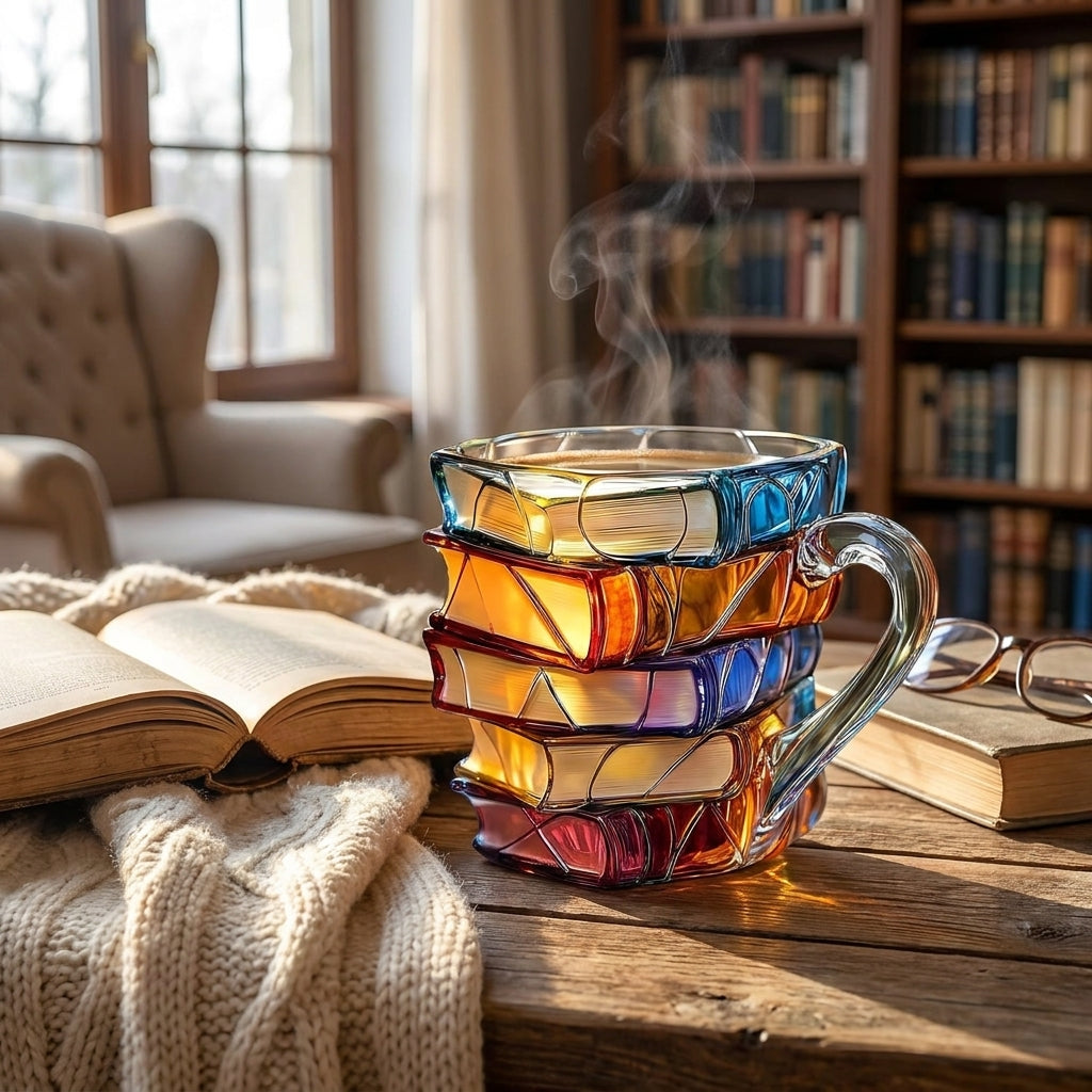 Coffee Mug Gift for Book Lovers Unique Glass Book Mug Book Coffee Cup - Image 3