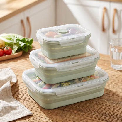 Lunch Box Collapsible Silicone Food Containers with Lids Storage - hero