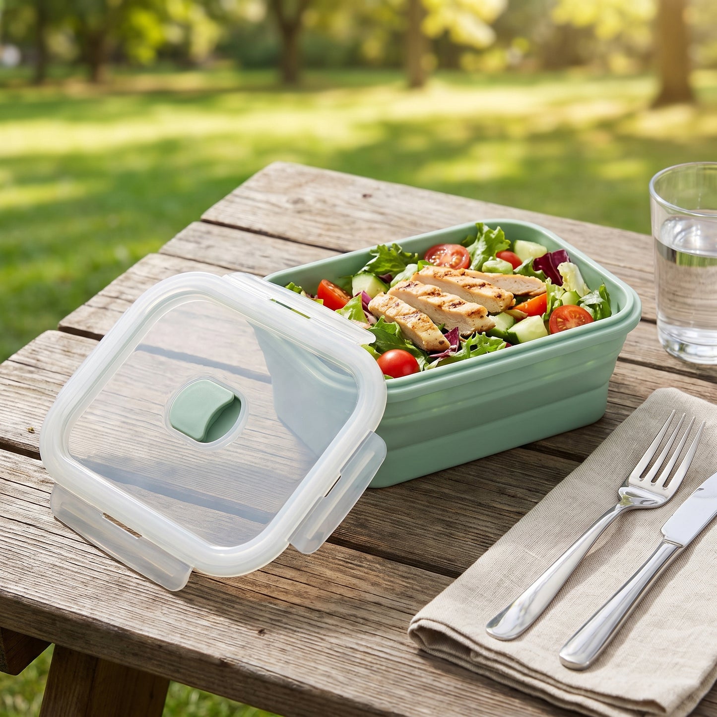 Lunch Box Collapsible Silicone Food Containers with Lids Storage - Image 11