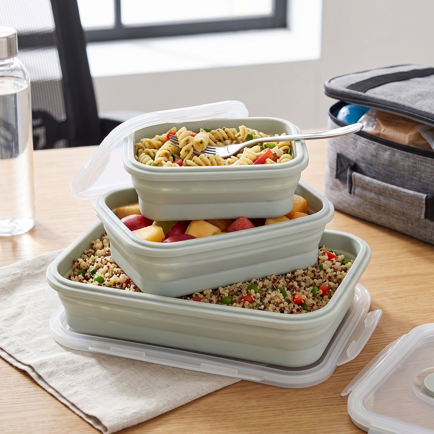 Lunch Box Collapsible Silicone Food Containers with Lids Storage - hero
