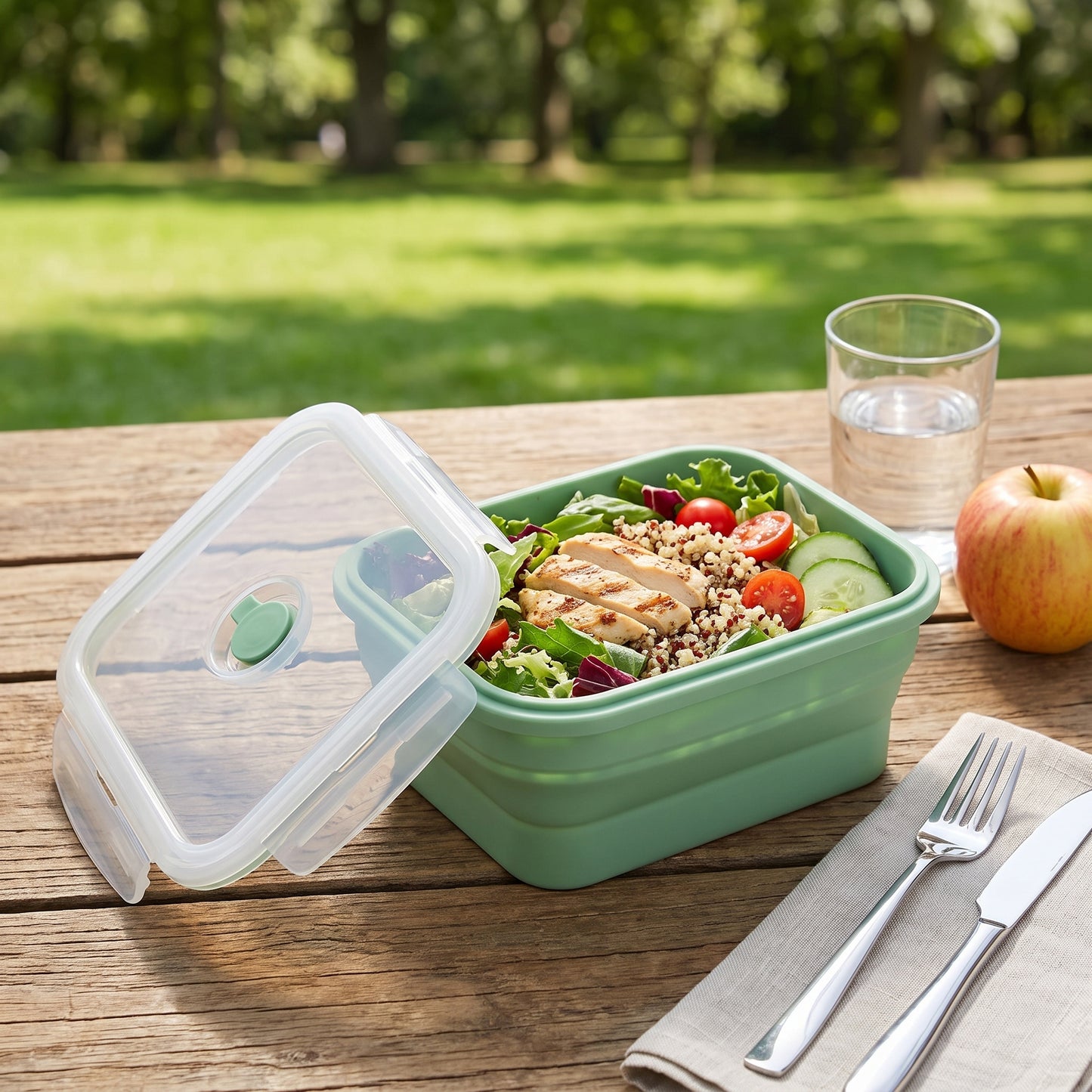 Lunch Box Collapsible Silicone Food Containers with Lids Storage - Image 3