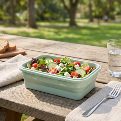 Lunch Box Collapsible Silicone Food Containers with Lids Storage - in-use