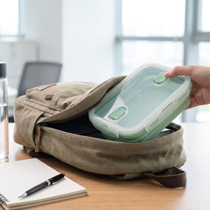 Lunch Box Collapsible Silicone Food Containers with Lids Storage - in-use